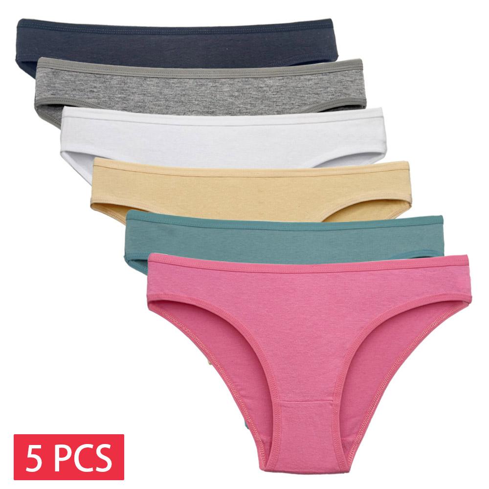 Lady Cotton Panty 5 PCS/SET Solid Color Underpants Seamless Panties For Women Cotton Briefs