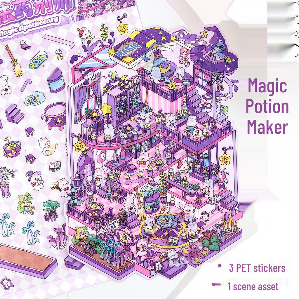 3D Stereoscopic Miniature Scene Stickers - DIY Dollhouse & Toy Collection for Children