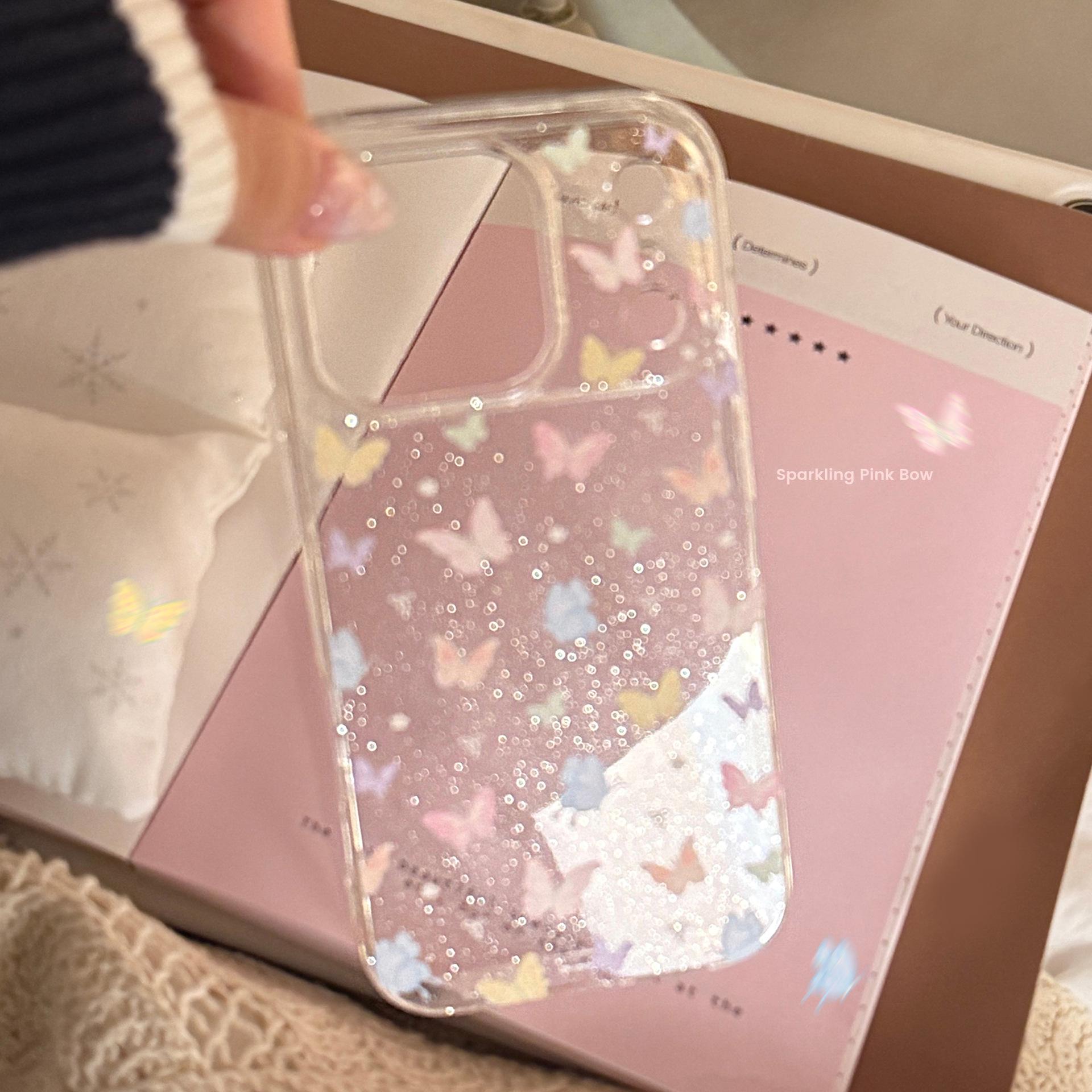 

Colorful Butterfly Glitter Transparent Soft Case for iPhone 17 Pro Max - Gentle Apple Design 14 Plus