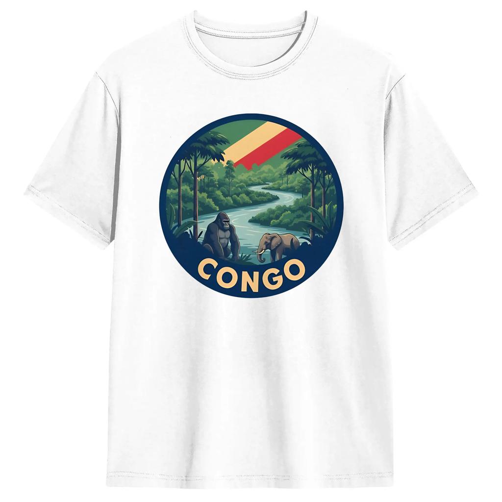 Unisexs Congo Flag T Shirt Pure Cotton Clothes Funny Short Sleeve Crewneck Tee Shirt Plus Size TShirts
