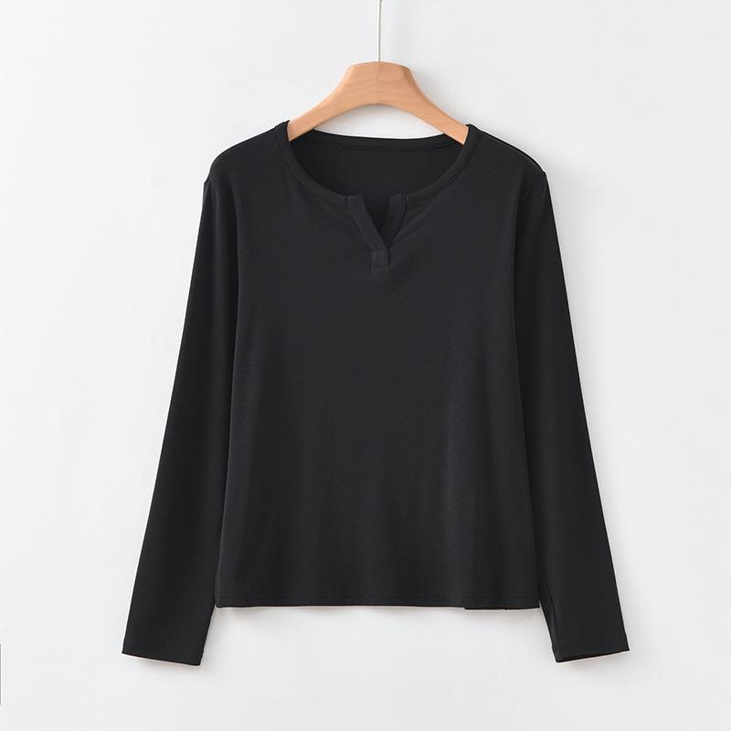 

Deer and Andy Women s Spring Long-Sleeve Round Neck Tencel Top - Solid Color Versatile Cotton Linen Base Layer Shirt M (85-105 lbs)