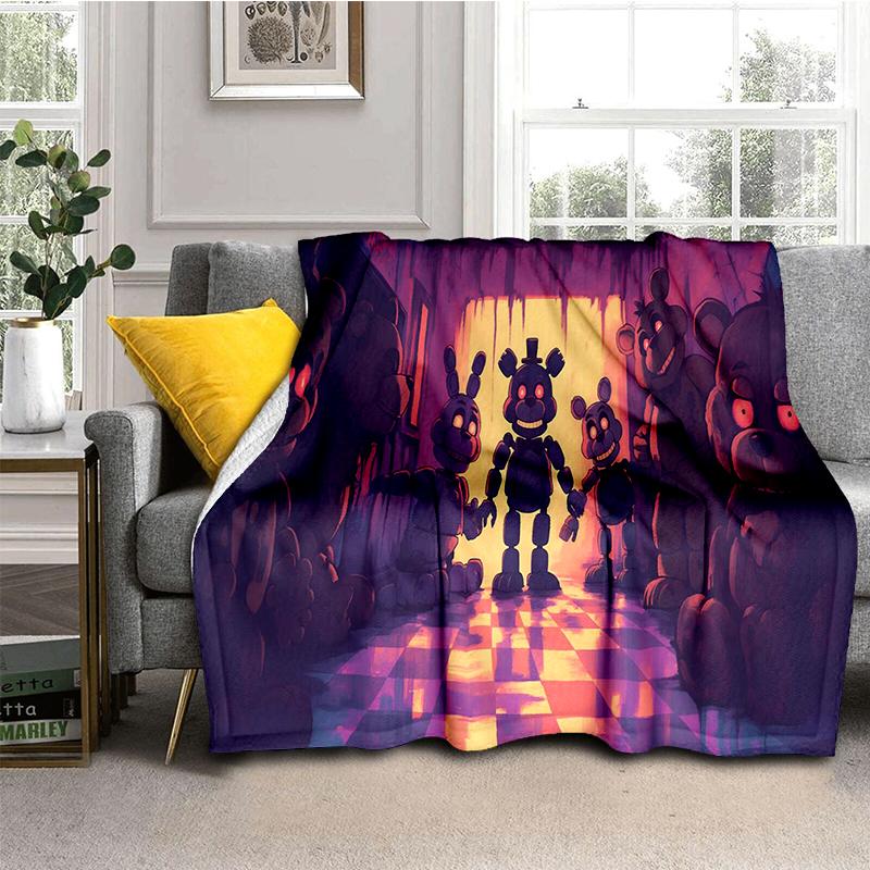 Horror Game F-FNAF Freddy Movie Flannel Blanket Soft Warm Throw Blanket for Bedroom Living Room Bed Travel Camping Picnic Gift