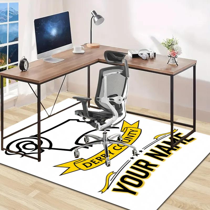 Derby County F.C. Design Area Rug Personalized Name- Non-Slip, Soft & Cozy Floor Mat for Living Room, Office - Indoor/Outdoor Carpet