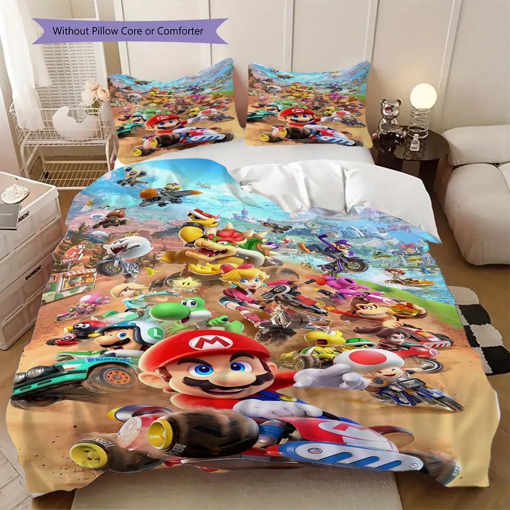 Super Mario Print Soft Comfortable Duvet Cover, Children's Bedding Set Gift, Various Sizes Available Machine Washable LXR96