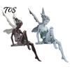 Flower Fairy Garden Statues Ornaments, Resin Miniature Figurines with Butterfly Wings for Pastoral Style Sculptures Indoor Outdoor Decor, Waterproof