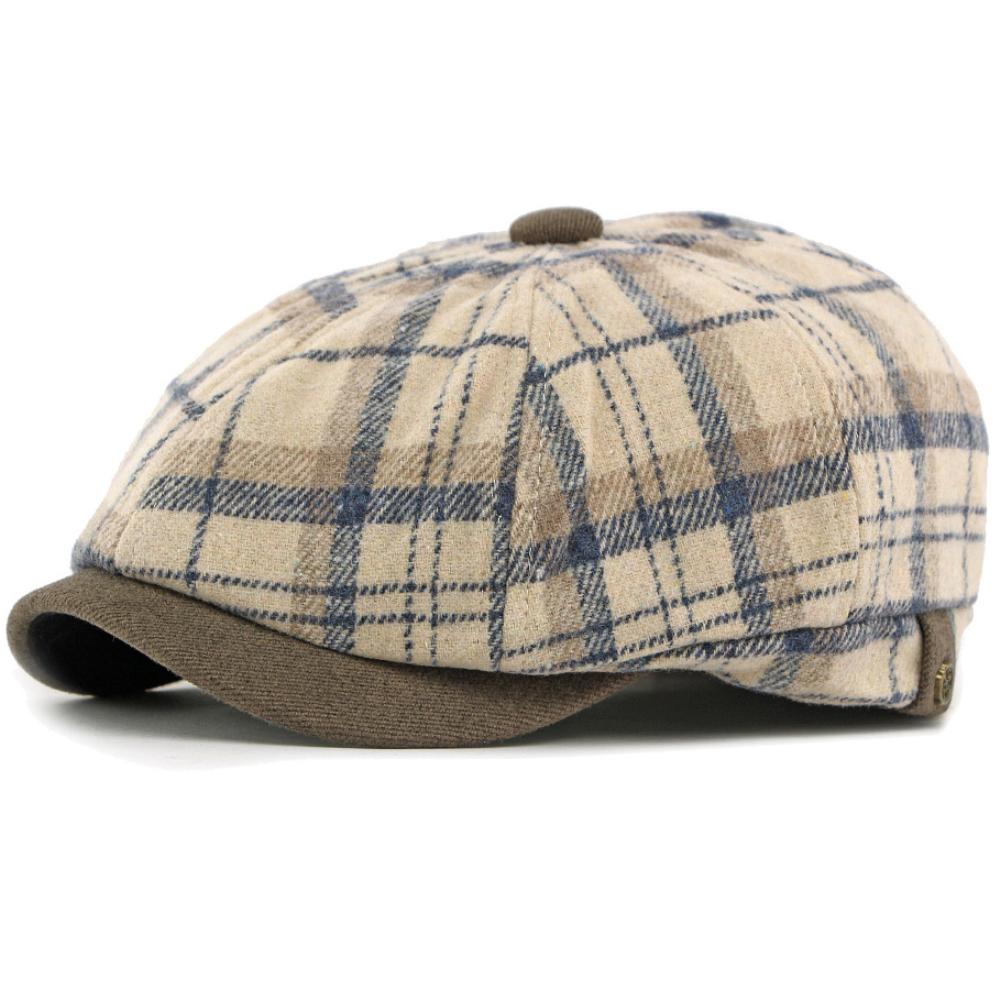 HT4970 Mens Berets Women Vintage Artist Painter Plaid Beret Hat Male Female Flat Cap New Autumn Winter Hat Octagonal Beret Caps