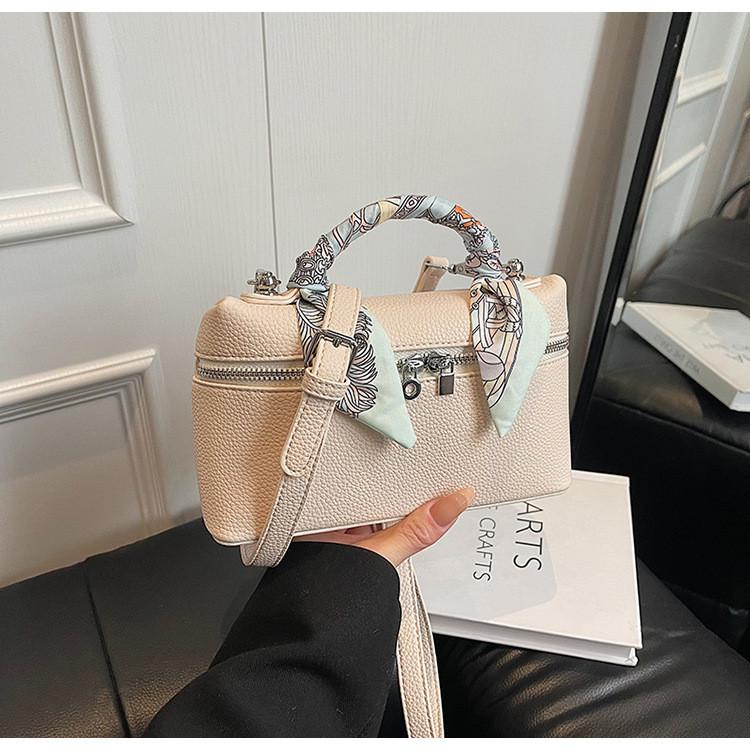 Silk Small Box Scarf Bag Stitching Detail Inner Zip Pocket Urban Bags Travel
