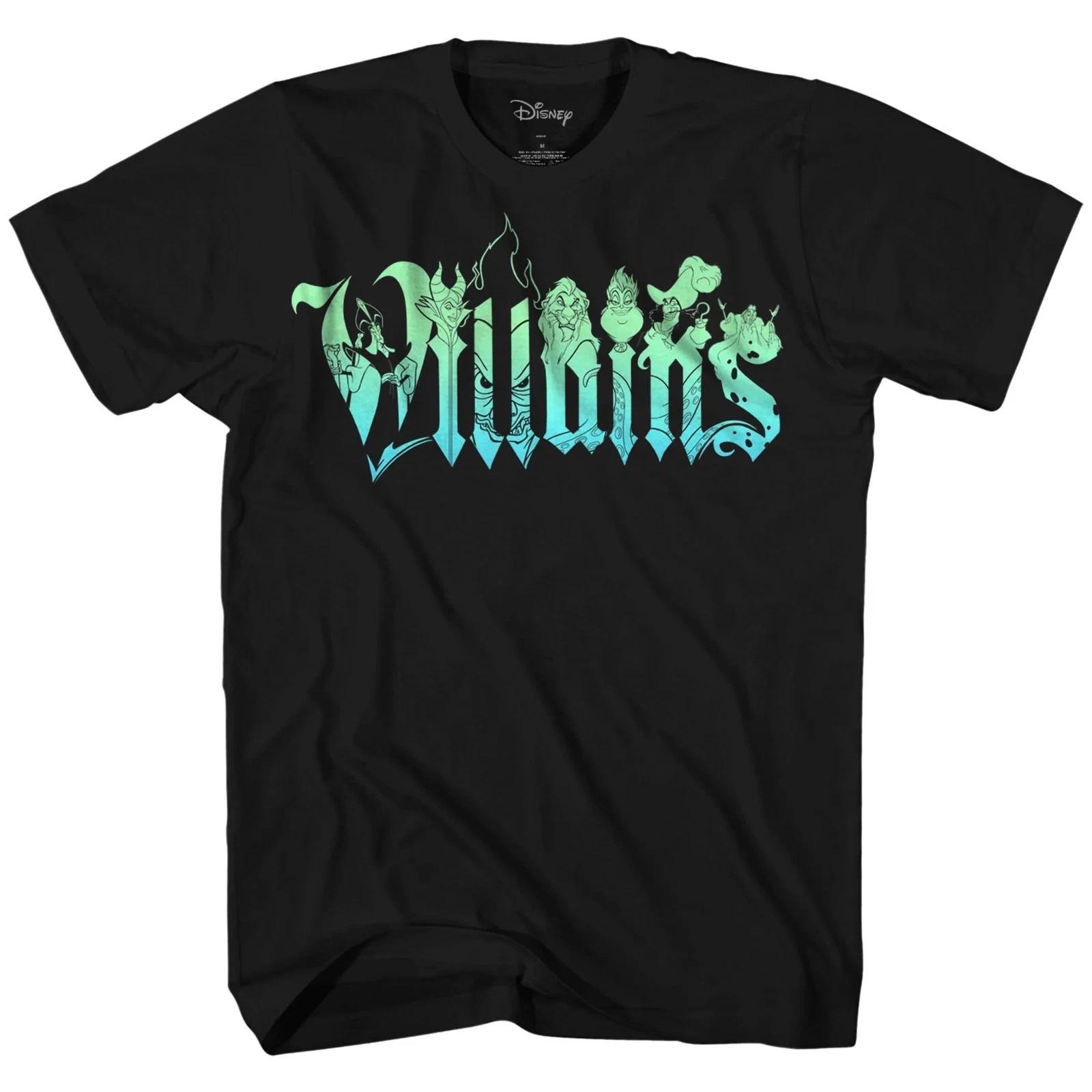 Disney Villains Black Graphic 100% Cotton T-shirt Mens Tees Top New 2XL