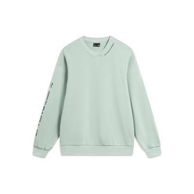 Li Ning Sports Lifestyle Serie Buchstabenaufdruck Lässiger Pullover Langarm Sweatshirt Unisex Sweatshirt Grau-Nebelgrün AWDTB37-3