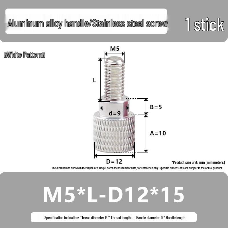 M5 Knurled Set Screw with Adjustable Gauge Bolt and Aluminum Alloy Handle, Stainless Steel Hand-Tightening Screw