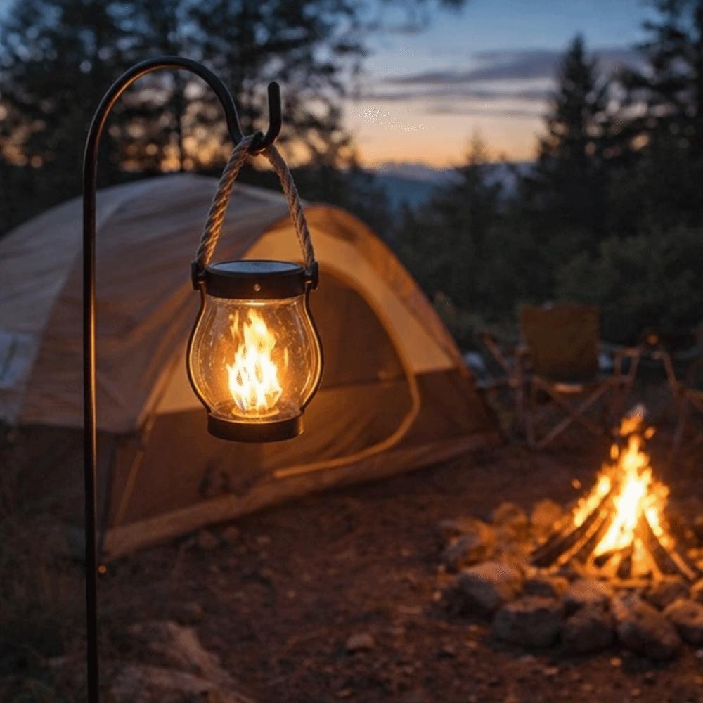 Flame Lights Camping Light USB Rechargeable Hanging Lantern Decoration Solar Flame Lights  Hanging