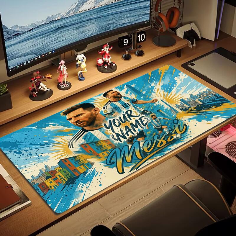 Messi Custom Name Large Size Mouse Pad Large Gaming Table Cushion Nonslip Laptop Tablet Big Mousepad Xxl Mat Mini Pc Playmat With Lock Edge Custom Nam