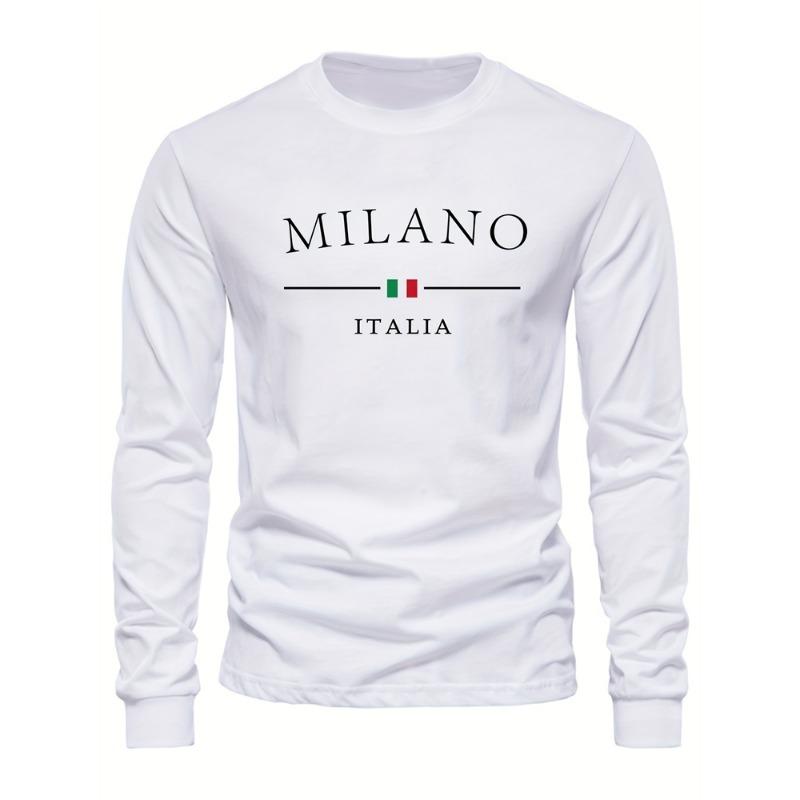 Men's Spring And Fall Fashion Casual Long-sleeved T-shirt Loose PARIS Letters Printed Pullover Round Neck Long Sleeve Sweatshirt