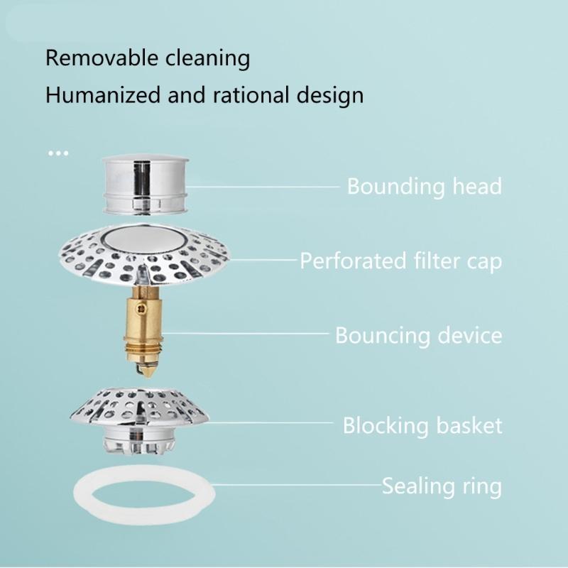652F Durable Tub Drain Cover Convenient Bathroom Sink Drain Stopper Alloy & Brass Sink Plug No More Hassle with Plumbers