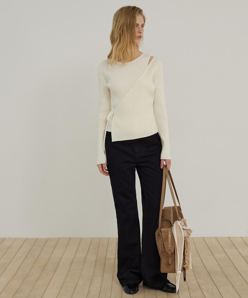 CITYBREEZE Slim Fit Diagonal Wrap Ribbed Knit_Ivory