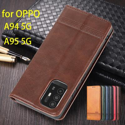 Deluxe mágneses adszorpciós bőrrel szerelt tok OPPO A94 5G / OPPO A95 5G kihajtható fedelű védőtok Capa Fundas Coque számára