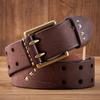 3,8 cm Original Echtes Leder Armee Taktischer Gürtel Doppelte Naht Schnalle Herren Gürtel Gewaschenes Wasser Gemacht Alt Macho Jeans Gürtel