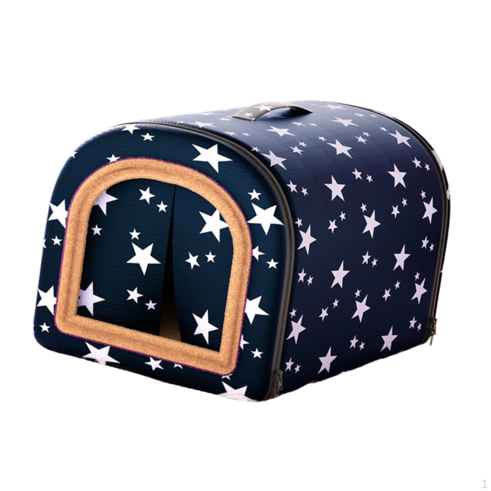 

Cat Cave Bed 2 Ways Use Detachable Kennel Washable Dog House Pet Tent for Feral Cats Small Medium Star 40x35x35cm