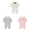 Baby Long Sleeve Cotton Romper With Bow For Toddler Crawling And Play