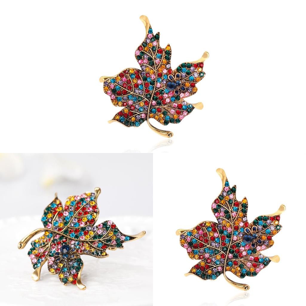 Vintage Alloy Leaf Pin With Electroplating For Ladies Gift Accessory