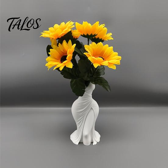 Dried Flower Holder 3D Printed Elegant Dress-Style Vase, Dual-Purpose Tabletop Decor with Flowing Pleated Skirt, Decorative Ornament Twisted