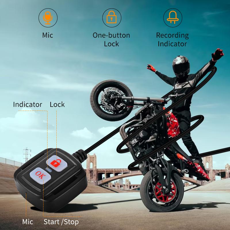 1080P 2.0 Inch Waterproof Motorcycle Camera DVR Motorcycle Dashcam Front & Rear Camera Video Recorder DVR Black Night Vision Box