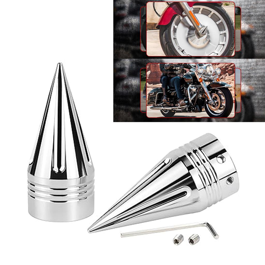 1 Paar Motorrad-Vorderachsmutternabdeckungen für Road King Fat Boy Dyna, Ersatz 3,6 Zoll, links und rechts, Spike-Vorderachskappen