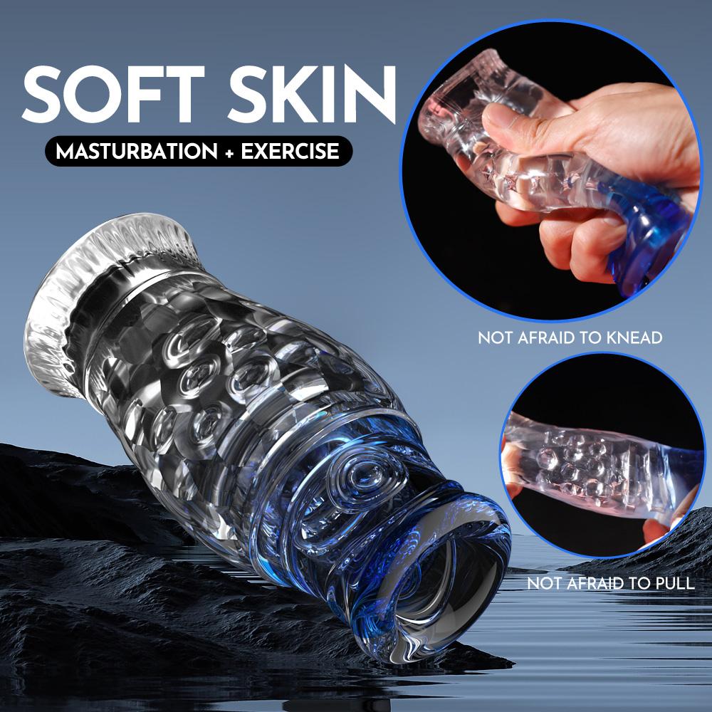 Male Masturbator Cup Soft Silicone Pussy Transparent Vagina Adult Goods Endurance Exercise Vacuum Pocket Sex Toy for Men 18+