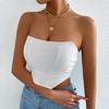 European and American Women's Clothing Sexy Backless Retro Tube Top Short Strapless Sleeveless Outer Bottom Vest