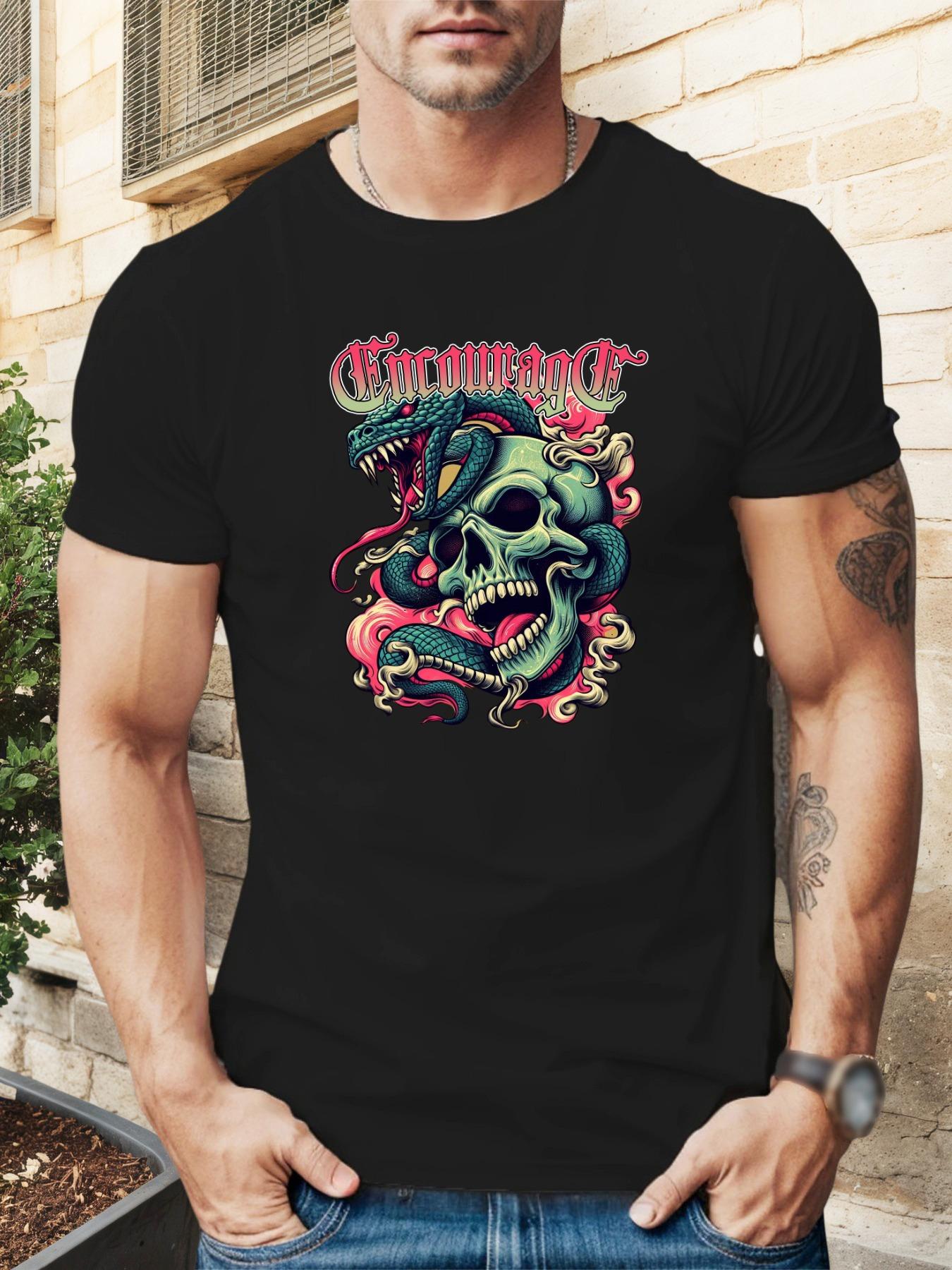 EncouragE Skull & Snake Graphic T-shirt - Vibrant Green XL