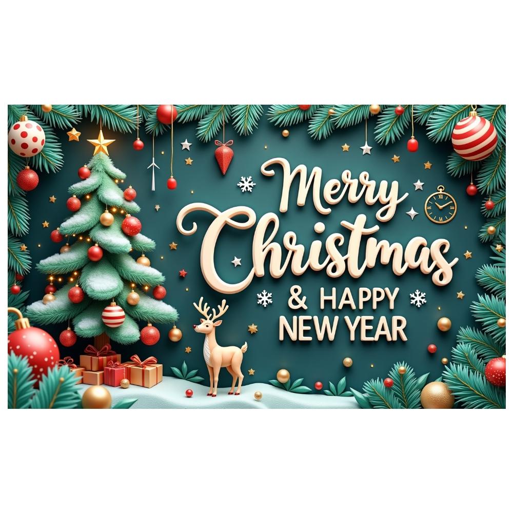 Christmas Holiday Background Reindeer Pattern Happy New Year Backdrop Winter Celebration Display Festive Typography For Winter