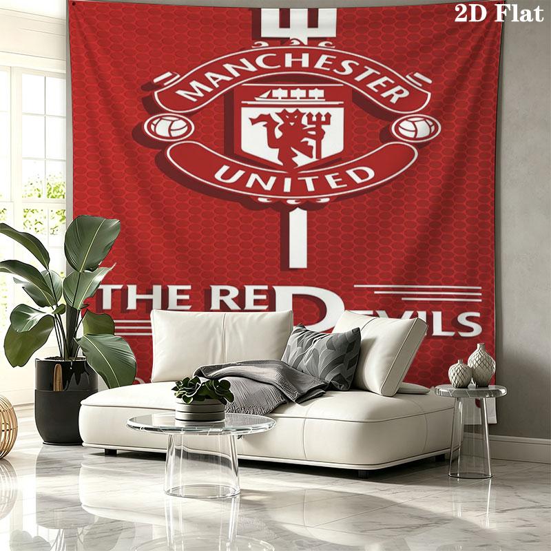 Manchester United F Custom Name Wall Tapestry Aesthetic Wall Hanging Printed Fabric Blanket Decorative Tapestries for Bedroom Living Room Home Decor
