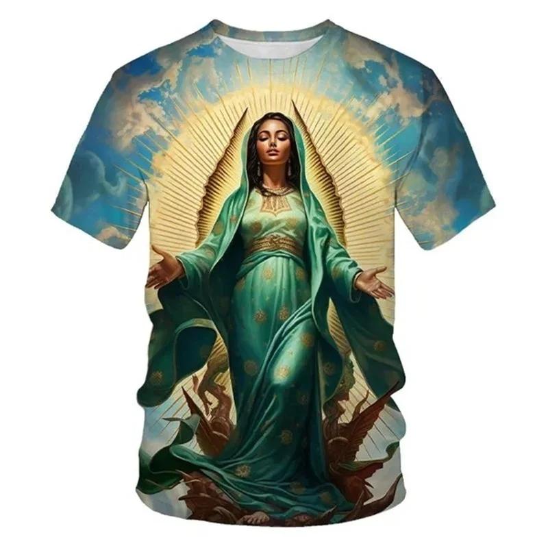 Summer Virgin Mary 3D Print T-Shirts Streetwear Men FashionCasual Oversized O-Neck Short Sleeved T Shirt Tees Tops Clothing