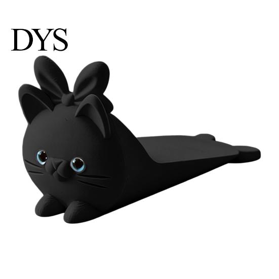Portable Door Security Wedge 3D Printed Cute Cat Stopper, Non-Slip Cartoon Holder, Stop Decorative for Wood Floors Home Protection No Drill Stopper