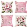 Pink Floral Spring Print Nordic Home Decor Pillowcase Bedroom Living Room Sofa Decoration Polyester Cushion Cover with Zipper