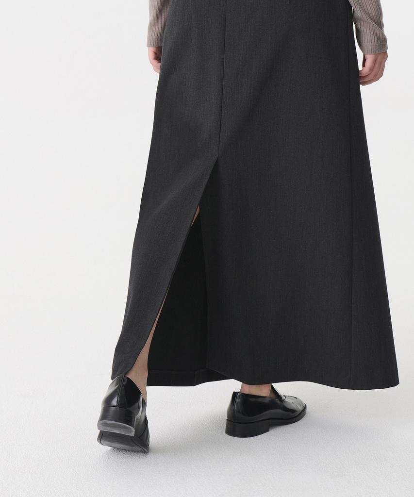Musinsa Standard Woman Women'S Low-Waist Half-Pleated Maxi Skirt [Charcoal Gray]