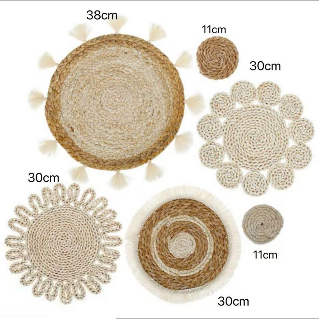Handmade Rattan Wall Decor - Straw Woven Hanging Ornament for Living Room, Bedroom, or Restaurant Background