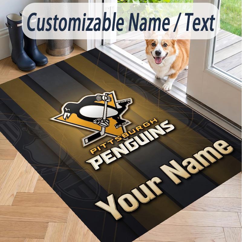 Custom Text Printed Rug Pittsburgh Penguins Non Slip Floor Carpet For Home Room Decor