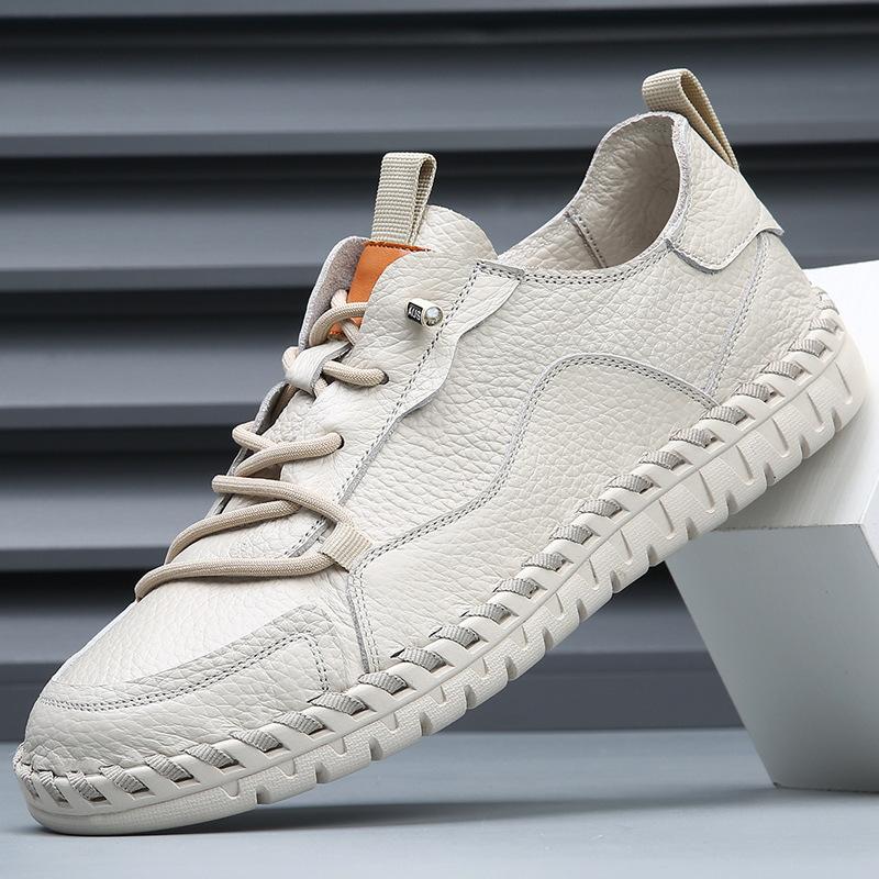 [Rindsleder erste Schicht] Mesh beliebte Herrenschuhe 2025 Sommer atmungsaktiv dünn Herrenleder ausgeschnittene Freizeitlederschuhe