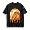 Texas Western Horse Print Vintage Casual Short Sleeve T-Shirt Pure Cotton T-shirt