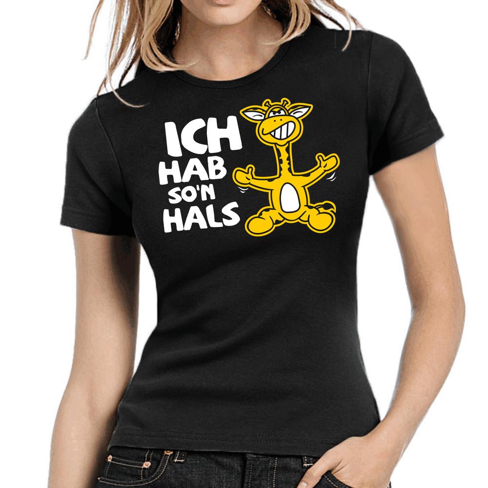 

I Hab So N Neck Giraffe Comic Cartoon Patter Comedy Fun Ladies Girlie 4XL