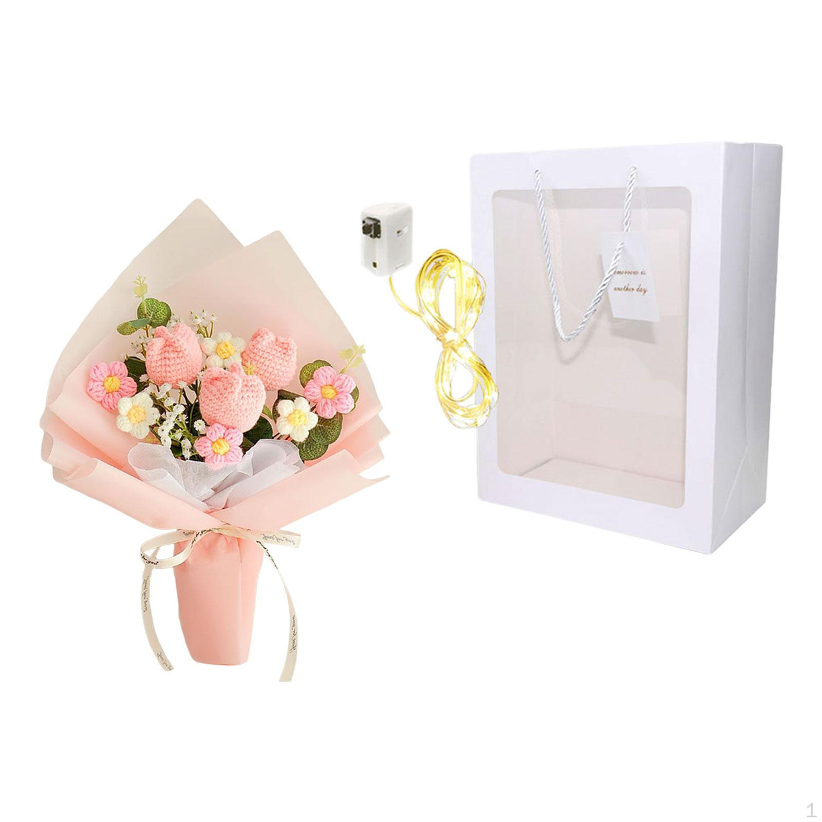 

Вязаный крючком букет цветов вязаные искусственные цветы тюльпана искусственный декор полки с подсветкой для розовый