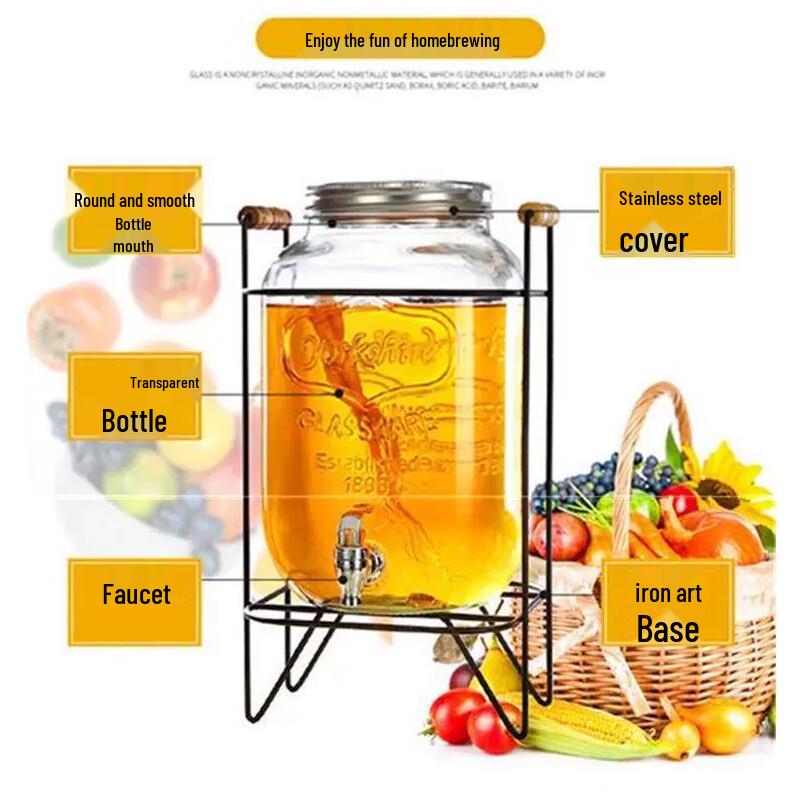 Glass Beverage Dispenser with Faucet and Stand