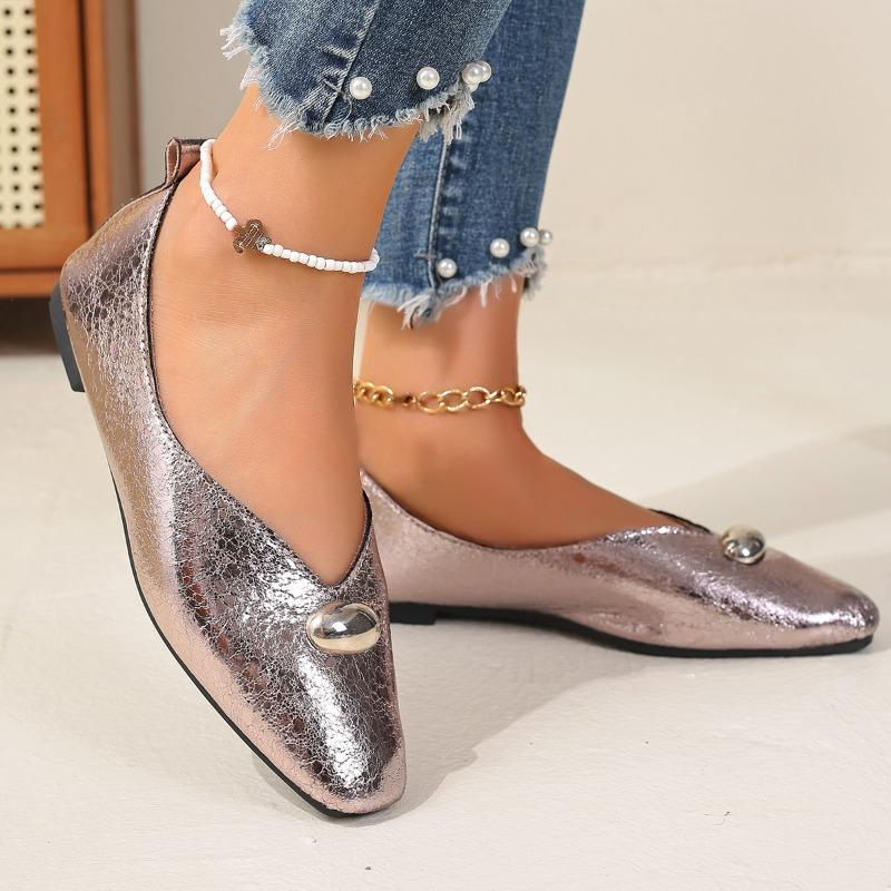 New Ladies Flat Shoes Gold Shallow Mouth Comfortable and Light Outdoor Plus Size Lazy One-legged Ballet Shoes Female