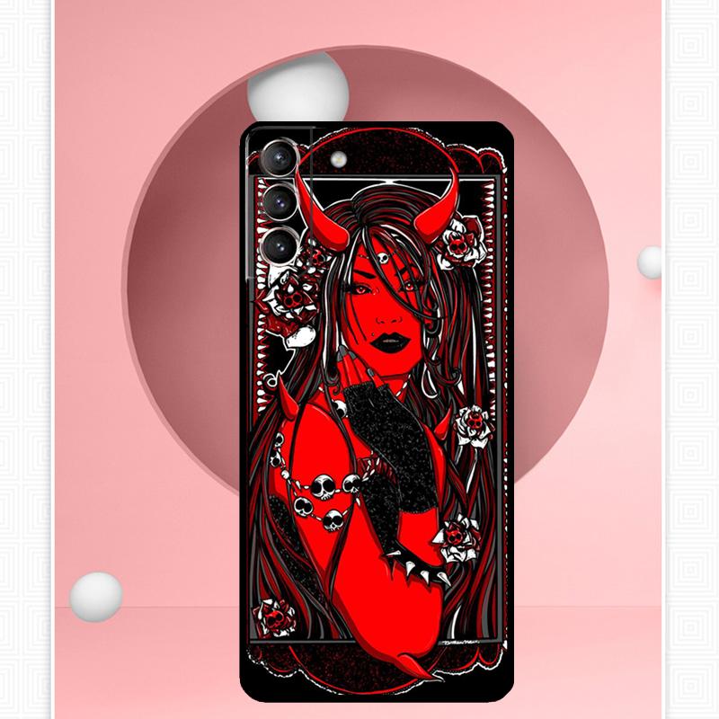 Devil Woman Case For Samsung Galaxy S25 Ultra S25 FE S20 S21 S22 S23 Plus S9 S10 S24 Ultra Cover Funda
