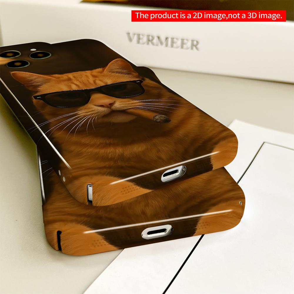 Sunglasses & Cigar Orange Cat Phone Case All Inclusive Film Hard Phone Case, Compatible with iPhone 18 Pro Max 17 16 15 14 13 12 11