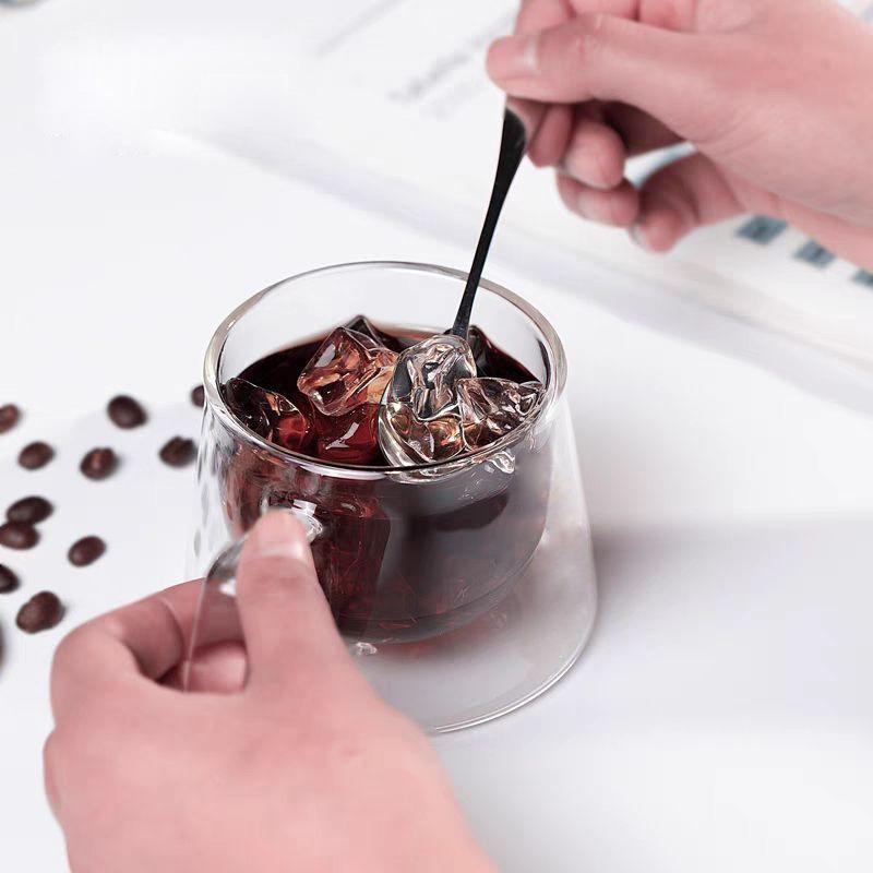 200ml Heat-Resistant Double Wall Glass Espresso Cup with Handle - TransparentCoffee Mug for Cappuccino Latte Tea & Multi-Purpose