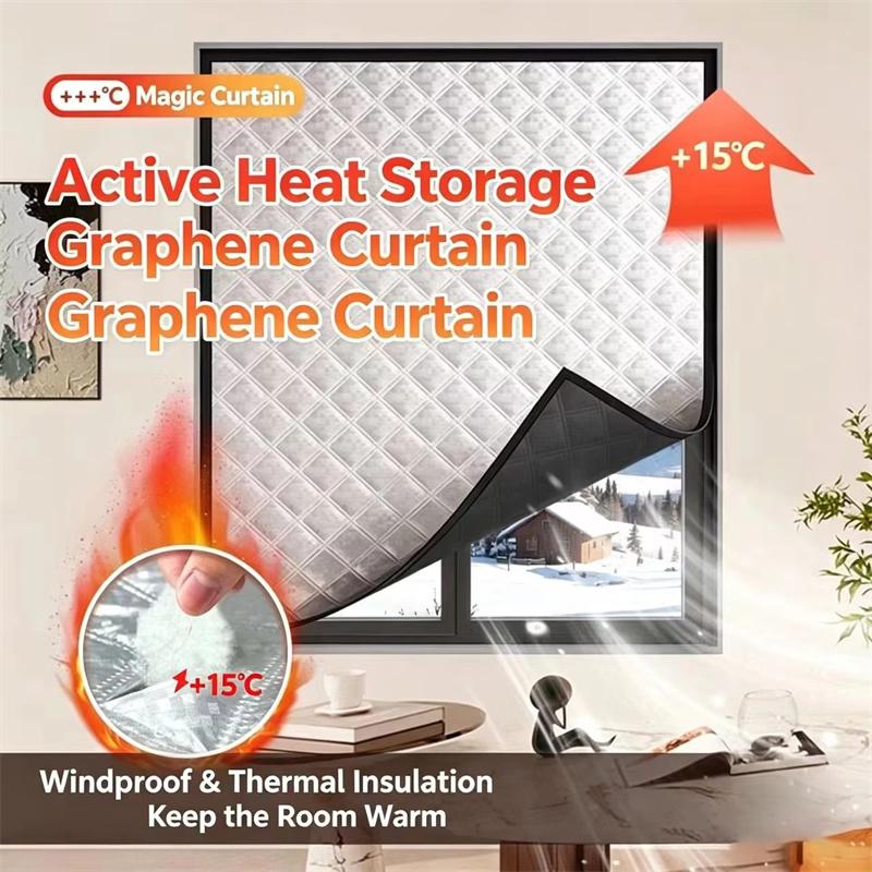 Insulated and Windproof Sealed Windows, Warm Winter Curtains, Shading, Sound Insulation, Screen Windows Cold Proof Curtain Warm Thermal Curtain