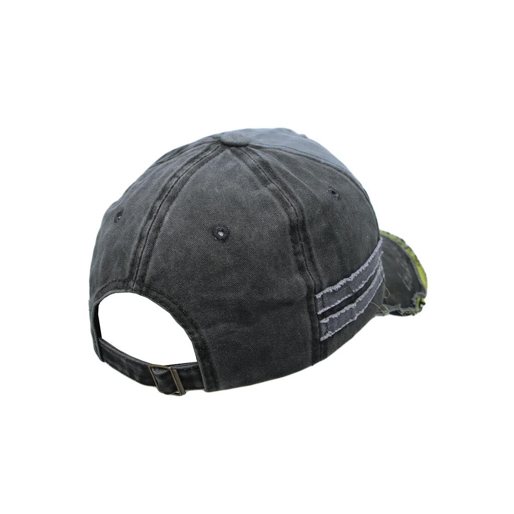 [Withmoons] Vintage-style embroidered distressed baseball cap with long brim, suitable for outdoor activities. YZ10084 (Grey)
