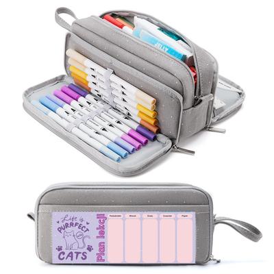 School Pencil Case With Timetable Gray Cat [Pr1-Wz4]
